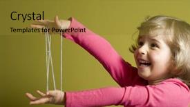  Presentation with cats - Presentation theme with little girl playing cats cradle game background and a gold colored foreground