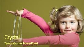  Presentation with cats - Colorful PPT theme enhanced with little girl playing cats cradle game backdrop and a tawny brown colored foreground