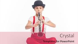  Presentation with clarinet - Cool new PPT theme with little-girl-playing-clarinet backdrop and a coral colored foreground