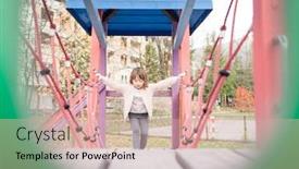  Presentation with monkey - Slide set consisting of little-girl-playing-on-playground background and a soft green colored foreground