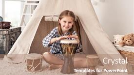  Presentation with djembe - Slides with little-girl-playing-on-traditional background and a coral colored foreground