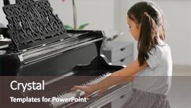  Presentation with piano - Beautiful slides featuring little girl playing piano indoors backdrop and a dark gray colored foreground