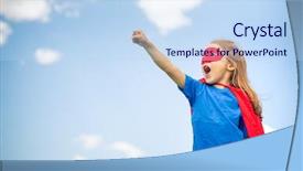  Presentation with super girl - Slide set enhanced with little girl playing power super background and a sky blue colored foreground