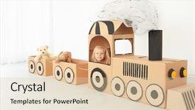  Presentation with hipster girl playing tetris game - Theme featuring little girl playing with cardboard background and a lemonade colored foreground