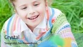  Presentation with pinwheel - Slides featuring little girl playing with colored pinwheel background and a light blue colored foreground