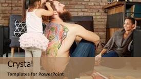  Presentation with hair colouring - Presentation theme having little girl playing with father background and a  colored foreground