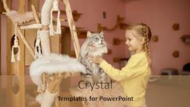  Presentation with domestic animal - Slides consisting of little-girl-playing-with-new background and a coral colored foreground