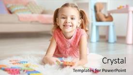  Presentation with home - Slides enhanced with little girl playing with pazzle background and a  colored foreground