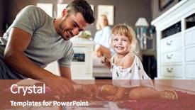  Presentation with father - Beautiful slide set featuring little girl playing with puzzle backdrop and a red colored foreground