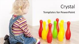  Presentation with hipster girl playing tetris game - PPT layouts enhanced with little girl playing with skittles background and a white colored foreground