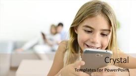  Presentation with hipster girl playing tetris game - Slide set with  background and a  colored foreground