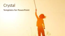  Presentation with pinwheel - PPT theme featuring little girl playing with wind background and a white colored foreground