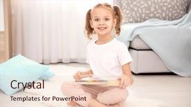  Presentation with xylophone - PPT theme with little girl playing with xylophone background and a  colored foreground