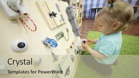  Presentation with carpet - Colorful PPT theme enhanced with little girl plays on soft backdrop and a soft green colored foreground