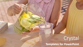  Presentation with cool - Amazing slides having little-girl-pouring-fresh-cool backdrop and a coral colored foreground