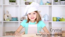  Presentation with dough - Presentation theme having little-girl-preparing-cake-dough background and a lemonade colored foreground