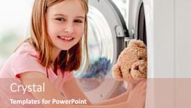  Presentation with machine - Slides enhanced with little-girl-putting-toy background and a coral colored foreground