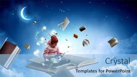  Presentation with girl reading - Slide set having little-girl-reading-a-book background and a light blue colored foreground