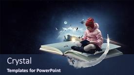  Presentation with girl reading - Colorful slide set enhanced with little-girl-reading-a-book backdrop and a ocean colored foreground