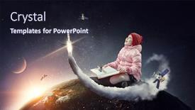  Presentation with girl reading - Presentation theme having little-girl-reading-a-book background and a wine colored foreground