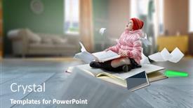  Presentation with girl reading - PPT layouts consisting of little-girl-reading-a-book background and a gray colored foreground