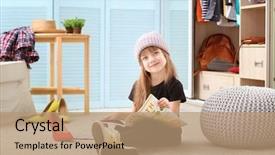  Presentation with girl reading - PPT layouts with little girl reading fashionable magazine background and a coral colored foreground