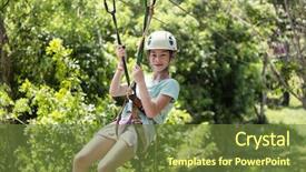  Presentation with end on the line - Beautiful PPT theme featuring little girl riding a zip backdrop and a tawny brown colored foreground