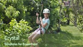  Presentation with ikan mackarels line up - Cool new presentation theme with little girl riding a zip backdrop and a tawny brown colored foreground