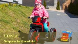  Presentation with motorcycle electric - Presentation theme enhanced with little-girl-riding-an-electric background and a tawny brown colored foreground