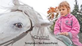  Presentation with horse riding - PPT theme consisting of little girl riding horse and looking aside background and a light gray colored foreground