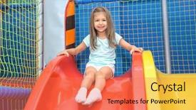  Presentation with entertainment - Beautiful PPT layouts featuring little girl riding on slide backdrop and a  colored foreground