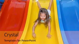  Presentation with center of the earth - PPT layouts having little girl riding on slide background and a  colored foreground