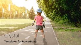  Presentation with roller skating - Presentation design consisting of little-girl-roller-skating background and a coral colored foreground