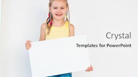  Presentation with advertising - Beautiful slide deck featuring little-girl-showing-blank-white backdrop and a white colored foreground