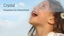  Presentation with meadow - Amazing slide deck having little girl singing on meadow backdrop and a  colored foreground