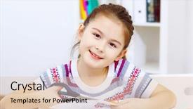  Presentation with home - Beautiful slides featuring little girl sitting and studying backdrop and a lemonade colored foreground