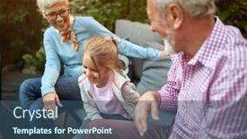  Presentation with grandparents - PPT layouts featuring little-girl-sitting-between background and a ocean colored foreground