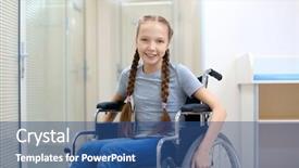  Presentation with special needs wheelchair children - Slides having social diagnosis - little girl sitting in wheelchair background and a ocean colored foreground