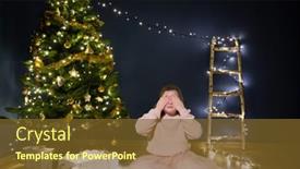  Presentation with christmas magic - Slide set enhanced with little-girl-sitting-near background and a tawny brown colored foreground