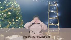  Presentation with christmas magic - PPT theme featuring little-girl-sitting-near background and a mint green colored foreground