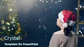  Presentation with christmas magic - Slide set having little-girl-sitting-near background and a navy blue colored foreground