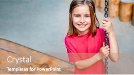  Presentation with swing - Colorful theme enhanced with little-girl-sitting-on-chain backdrop and a coral colored foreground
