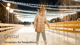  Presentation with ice rink - Slide set enhanced with little-girl-skating-on-ice background and a lemonade colored foreground