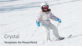  Presentation with skiing - Cool new slides with little girl skiing downhill copy backdrop and a white colored foreground