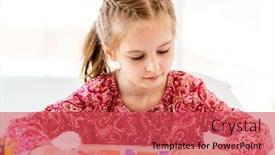  Presentation with solving - Presentation design consisting of little-girl-solving-task background and a red colored foreground