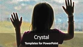  Presentation with rainy day - PPT theme having little girl standing by window with raindrops on it on a rainy day background and a black colored foreground