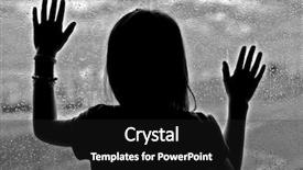  Presentation with rainy day - Presentation design consisting of little girl standing by window with raindrops on it on a rainy day background and a dark gray colored foreground