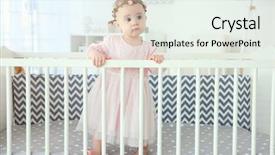  Presentation with naughty girl is standing - Audience pleasing presentation theme consisting of little girl standing in crib backdrop and a sky blue colored foreground