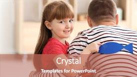  Presentation with big fat belly girl - Cool new PPT layouts with little girl sticking paper fish backdrop and a coral colored foreground