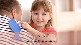  Presentation with father - Slide deck enhanced with little girl sticking paper fish background and a coral colored foreground